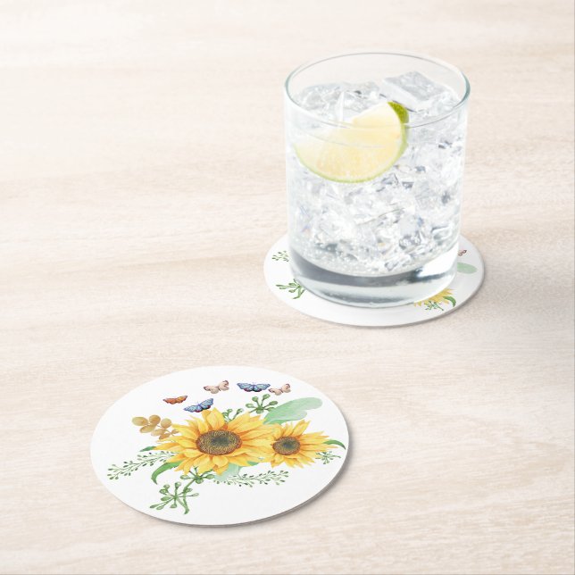 Dessous De Verre Rond printemps de tournesol (En situation)