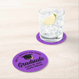 Dessous De Verre Rond Purple Black Graduate Custom Graduate Party
