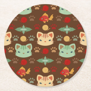 Dessous De Verre Rond Qu'est-ce que le Cool, chat Kitty dans les couleur