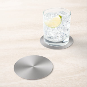 Dessous De Verre Rond Radial Aspect métallique brossé argenté