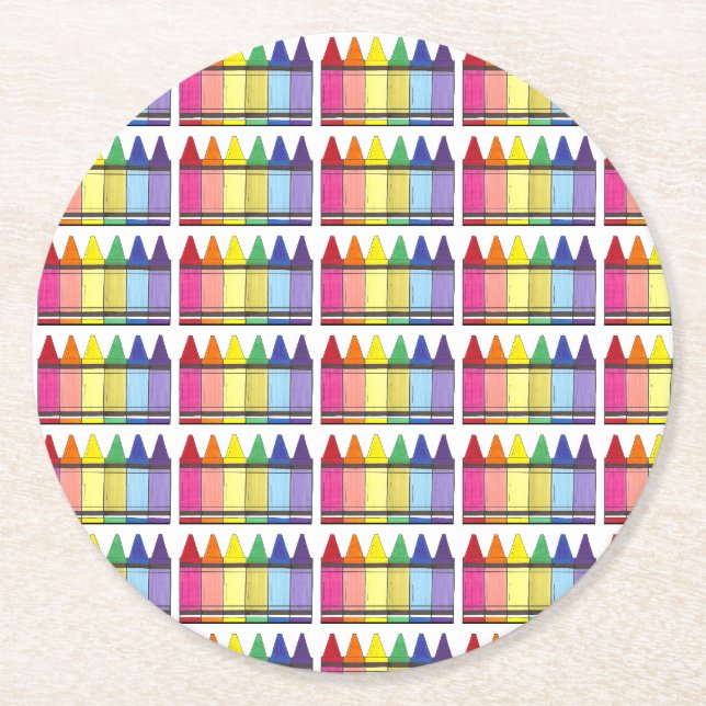 Dessous De Verre Rond Rainbow Crayons Artist Art Class Anniversaire (Devant)