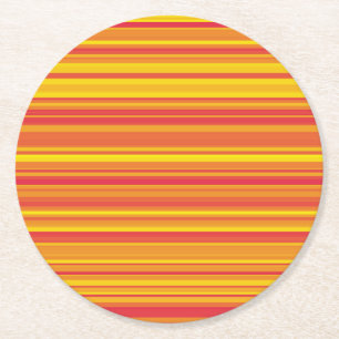 Dessous De Verre Rond Rayures Orange Rouge Jaune