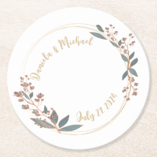 Dessous De Verre Rond Réception de mariage élégant de mariés