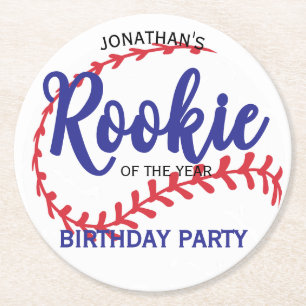 Dessous De Verre Rond Recrue de l'année Baseball 1er anniversaire