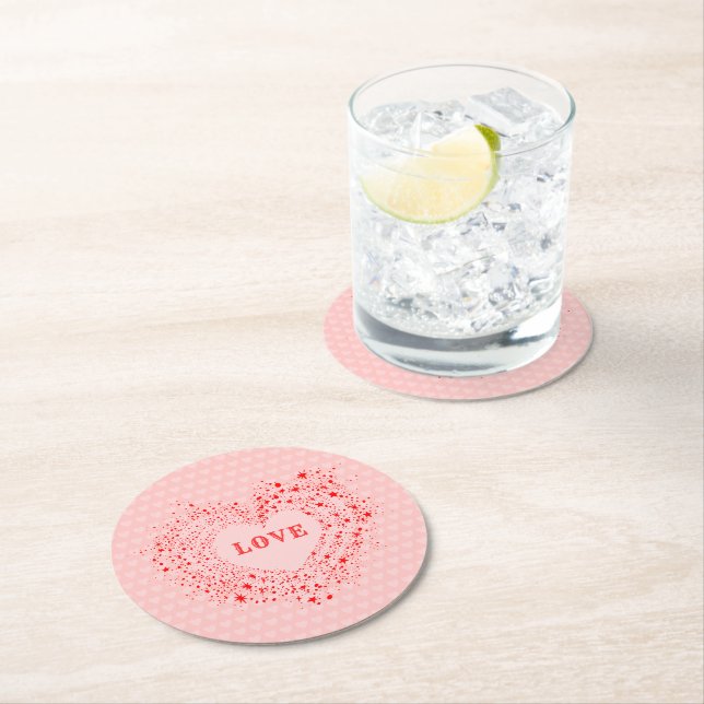 Dessous De Verre Rond Red Sparkles Valentine Heart Text Love (En situation)