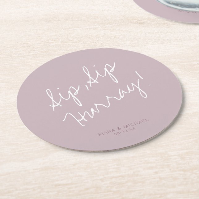 Dessous De Verre Rond Réflexions Mariage Hurray Mauve ID774 (Incliné)