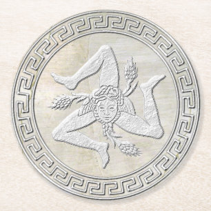 Dessous De Verre Rond Regard sicilien de fresque de Trinacria