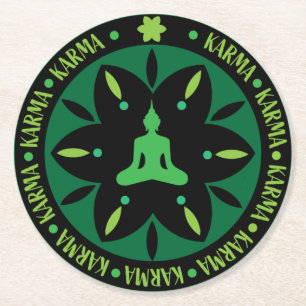 Dessous De Verre Rond Religion bouddhiste karma - Bouddhisme Six Sages