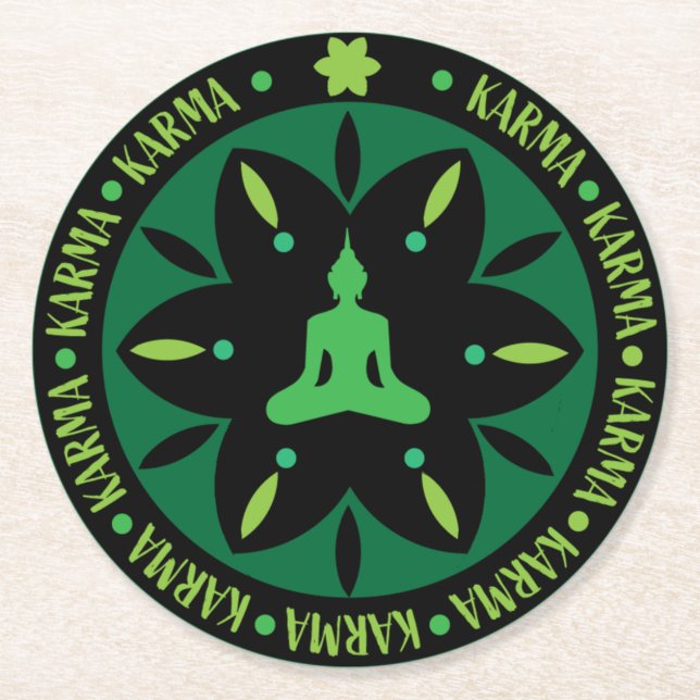 Dessous De Verre Rond Religion bouddhiste karma - Bouddhisme Six Sages (Devant)