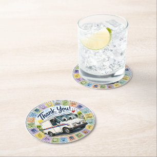 Dessous De Verre Rond Remerciement aux travailleurs postaux appréciation
