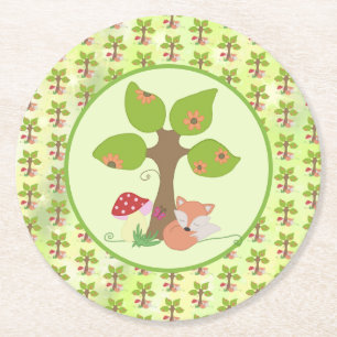 Dessous De Verre Rond renard sous l'arbre