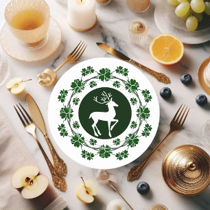 Dessous De Verre Rond Rennes de couronnes vertes de Noël