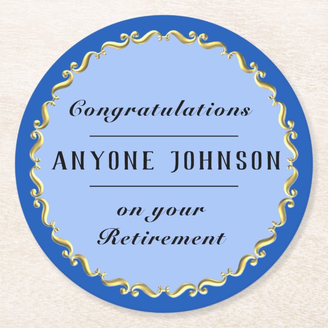 Dessous De Verre Rond Retirement Gold-scroll Design personalize (Devant)