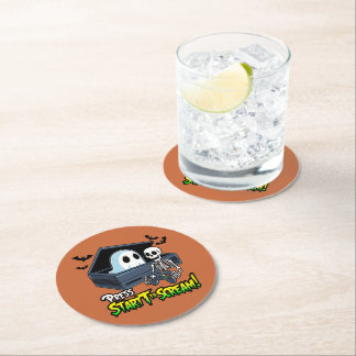Dessous De Verre Rond Rétro Gaming Halloween - Humour Squelette Console