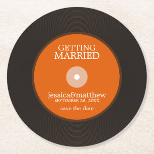 Dessous De Verre Rond Retro Vinyl Enregistrement mariage Enregistrer la