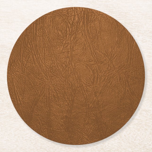 Dessous De Verre Rond Revêtement Brown en cuir de vache (Devant)