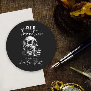 Dessous De Verre Rond RIP Années Crâne noir 30e fête d'anniversaire
