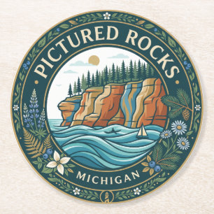 Dessous De Verre Rond Rivage national de Pictured Rocks Michigan
