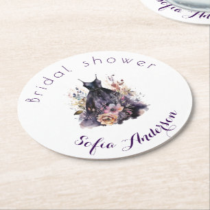 Dessous De Verre Rond Robe noire violet douche nuptiale