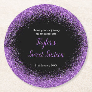 Dessous De Verre Rond Robe violette foncée Faux Parties scintillant douc
