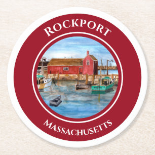 Dessous De Verre Rond Rockport Harbour Massachusetts Nouvelle-Angleterre