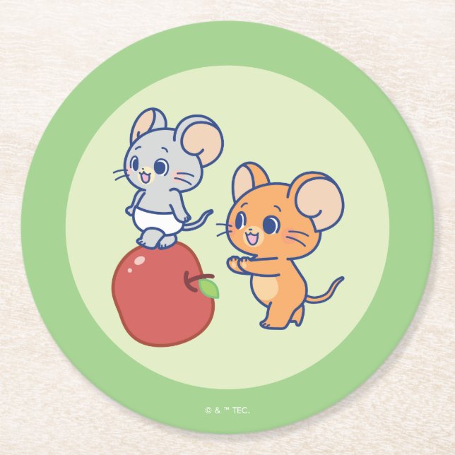 Dessous De Verre Rond Rollage Anime Tuffy et Jerry Apple (Devant)