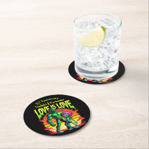 Dessous De Verre Rond Romance cosmique entre figures Aliens