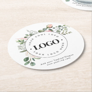Dessous De Verre Rond Rond Cercle Custom Company Logo Floral Green