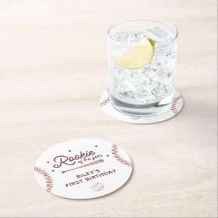 Dessous De Verre Rond Rookie de l'année Première fête d'anniversaire