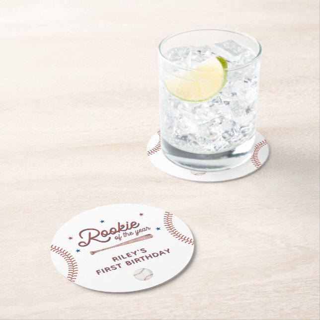 Dessous De Verre Rond Rookie de l'année Première fête d'anniversaire (En situation)