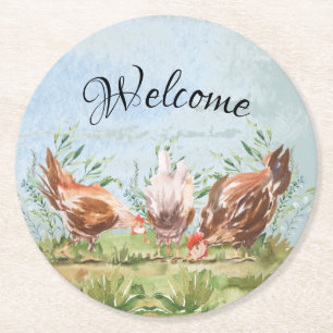 Dessous De Verre Rond Rooster Rustique Agricole Poulet