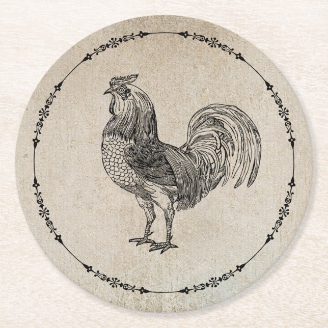 Dessous De Verre Rond Rooster vintage (Devant)