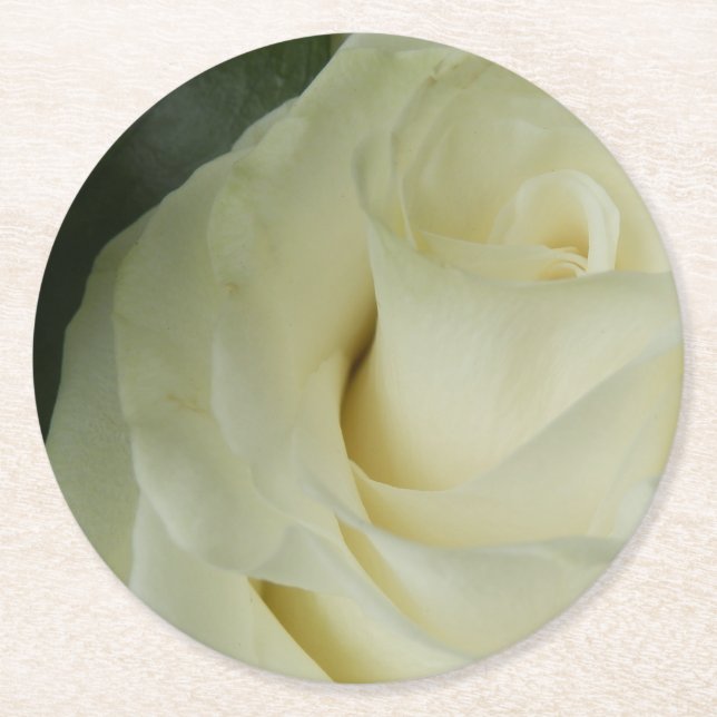 Dessous De Verre Rond Rose blanche (Devant)