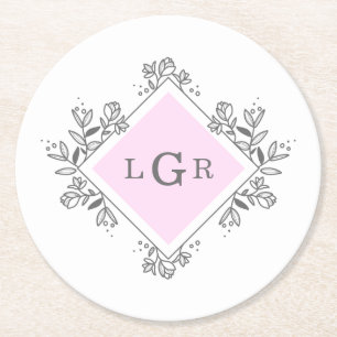 Dessous De Verre Rond Rose floral simple tiré