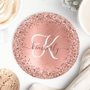 Dessous De Verre Rond Rose Gold brossé Parties scintillant métallique No