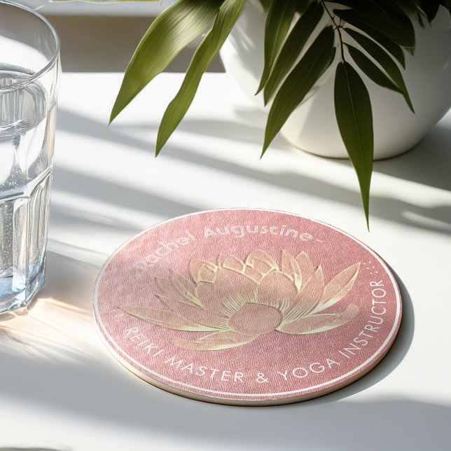 Dessous De Verre Rond Rose Gold Lotus Yoga Studio Méditation Instructeur (Créateur téléchargé)