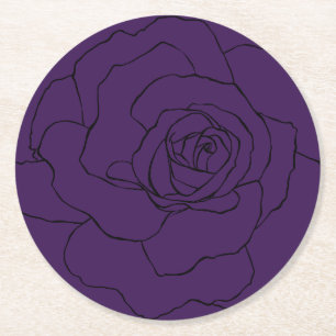 Dessous De Verre Rond Rose noir sur violet