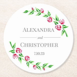 Dessous De Verre Rond Roses Romantiques