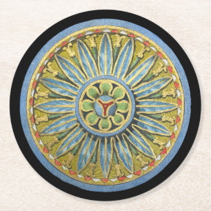 Dessous De Verre Rond Rosette architecturale antique n° 2