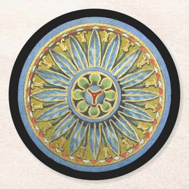 Dessous De Verre Rond Rosette architecturale antique n° 2 (Devant)
