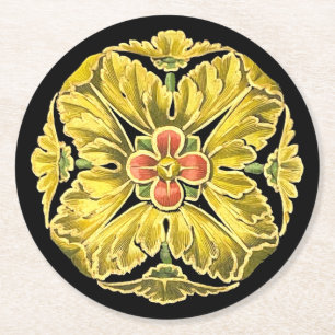 Dessous De Verre Rond Rosette architecturale antique n° 3