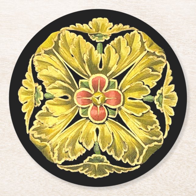 Dessous De Verre Rond Rosette architecturale antique n° 3 (Devant)