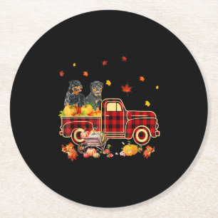 Dessous De Verre Rond Rottweiler Citrouille Camion Automne Leaf Thanksgi