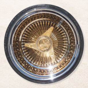 Dessous De Verre Rond Roues à fils d'or à roues basses Pneus à roues 