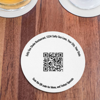 Dessous De Verre Rond Round Restaurant QR Code Menu and Specials