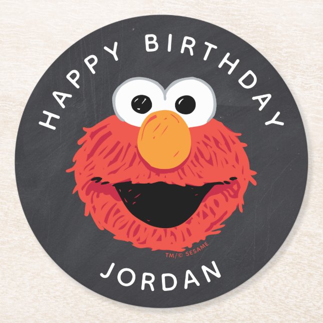 Dessous De Verre Rond Rue Sésame | Elmo Birthday Chalkboard (Devant)