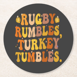 Dessous De Verre Rond Rugby Rumbles Turquie Tumbles Drôle Thanksgiving