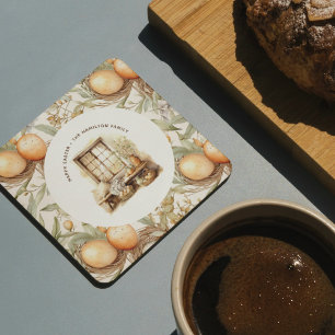 Dessous De Verre Rond Russe Pâques Beige Nom de famille
