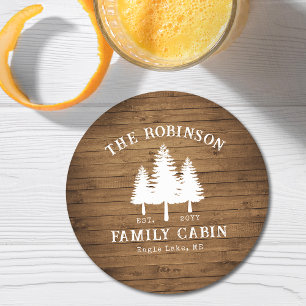 Dessous De Verre Rond Rustic Country Famille Cabines Arbres Bois Planche