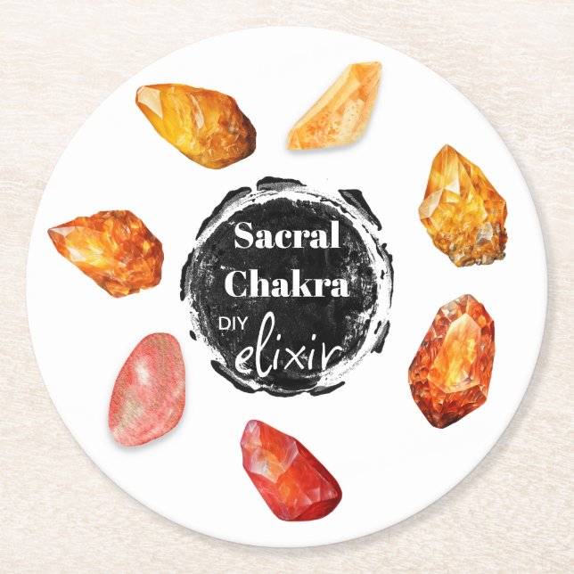 Dessous De Verre Rond *~* Sacral Chakra Elixir AP64 Orange Emoto (Devant)